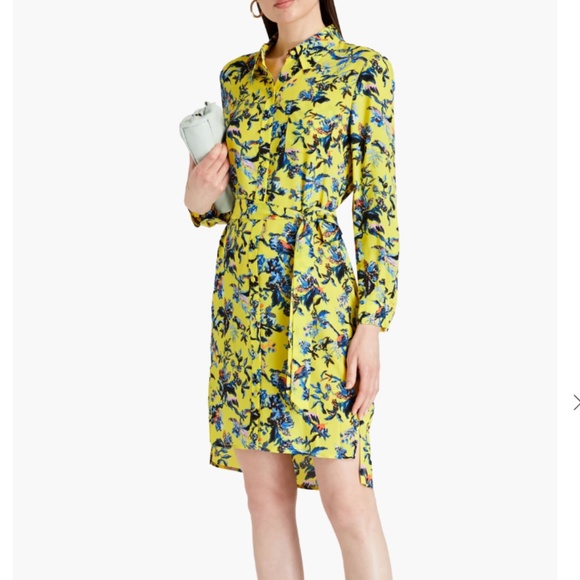 Floral-Print Crepe De Chine Silk Blended Shirt Dress from DIANE VON FURSTENBERG - Picture 2 of 13